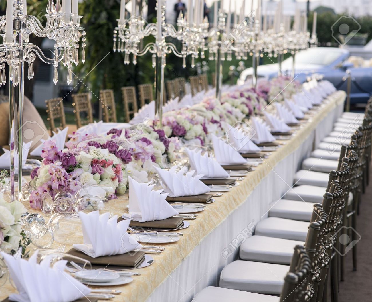 VINTAGE RECEPTION 17901673 The elegant dinner table Stock Photo wedding table reception