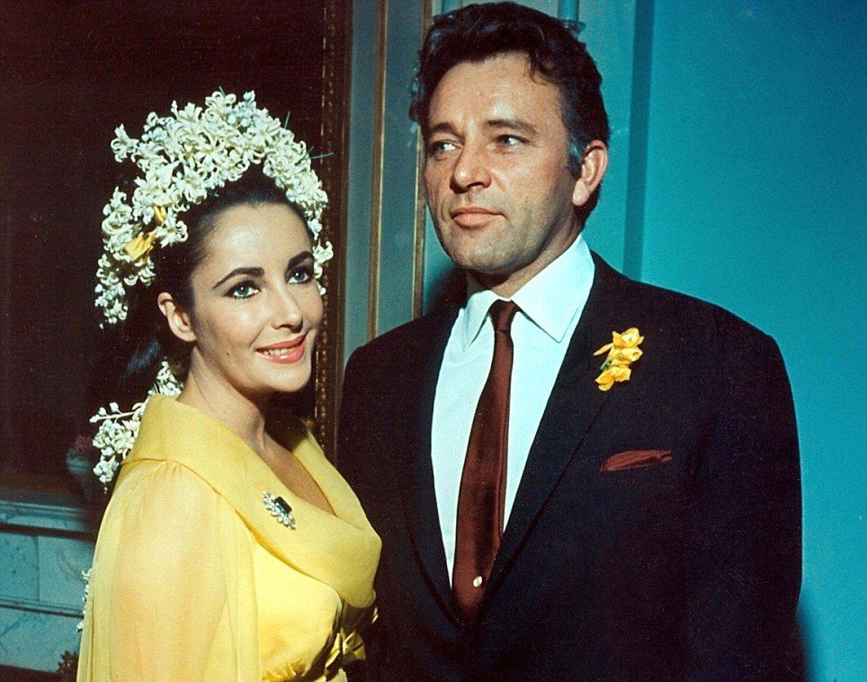 Elizabeth Taylor and Richard Burton yellow dress