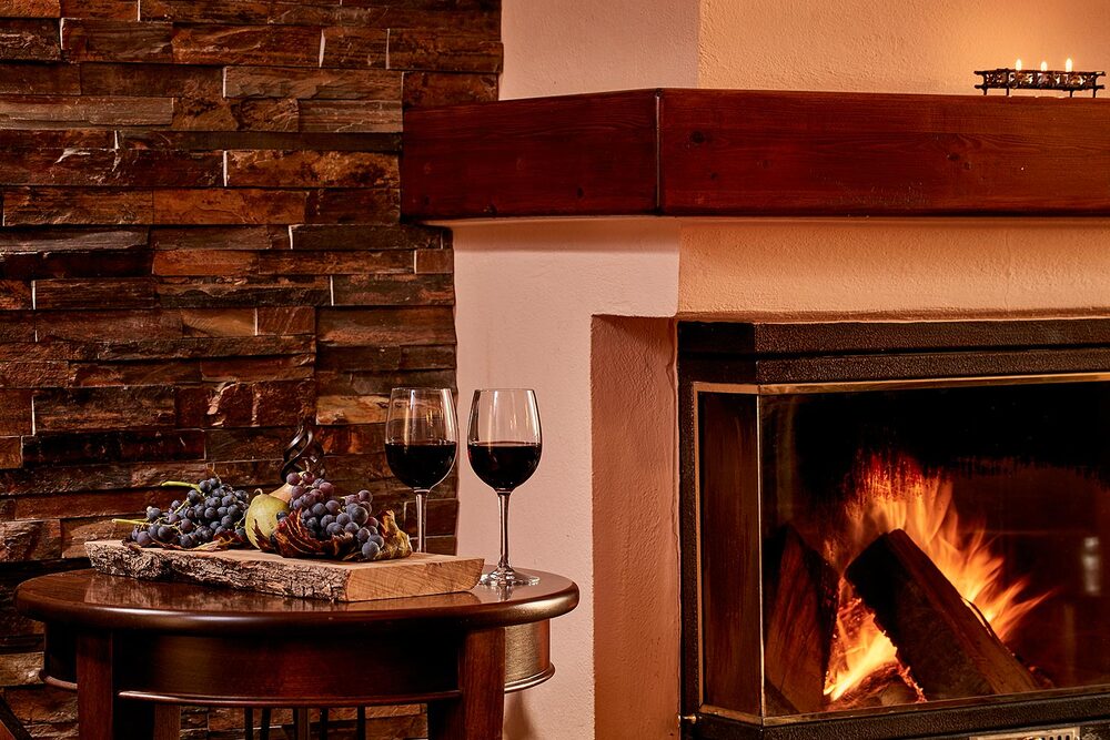 dryades bedroom fireplace wine